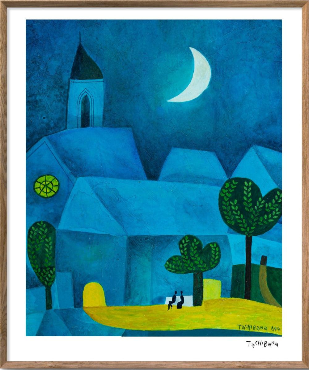 Pareja bajo luna creciente - Yoshiro Tachibana Art Gallery