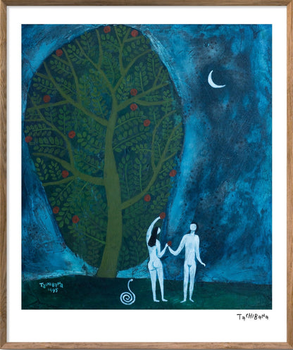 Adán y Eva en noche azul