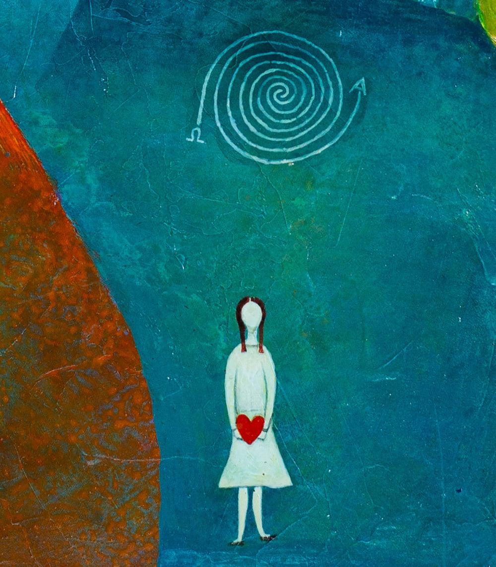 Niña en la plaza - Yoshiro Tachibana Art Gallery