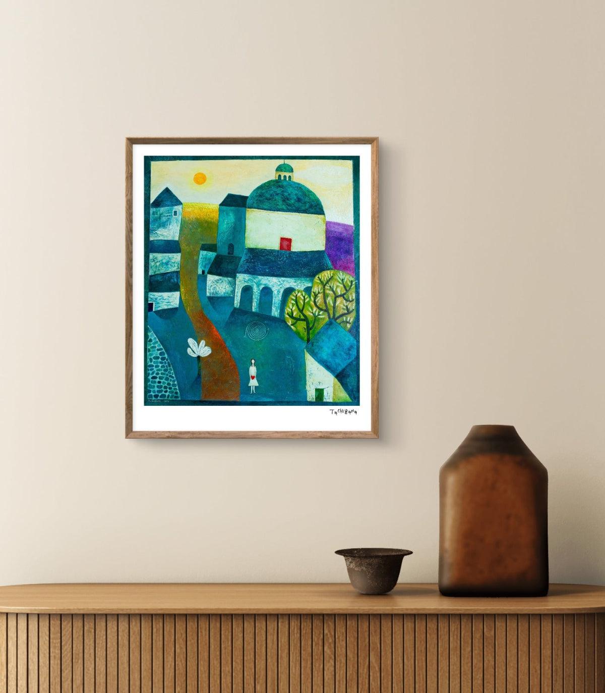 Niña en la plaza - Yoshiro Tachibana Art Gallery