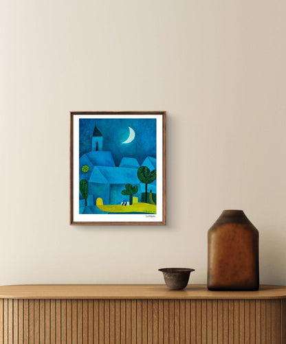 Pareja bajo luna creciente - Yoshiro Tachibana Art Gallery